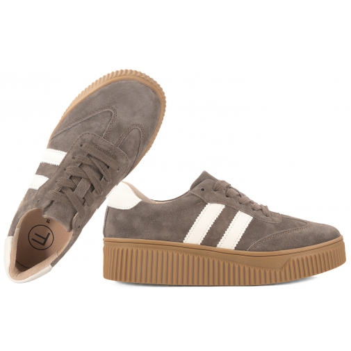 FILIPPO DP6776 PÓŁBUTY DAMSKIE SNEAKERSY NA PLATFORMIE SKÓRZANE taupe