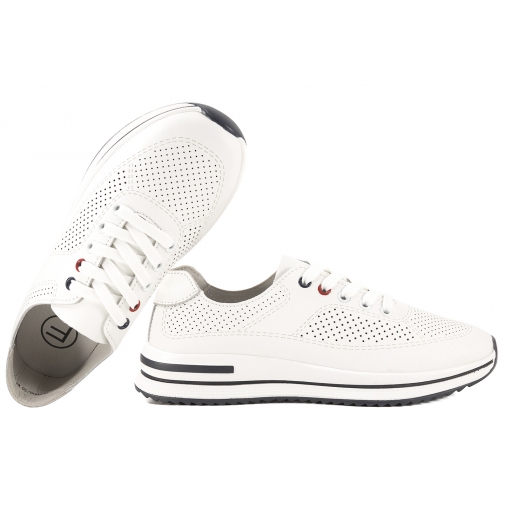 FILIPPO DP7608 AŻUROWE PÓŁBUTY DAMSKIE SNEAKERSY SKÓRZANE białe