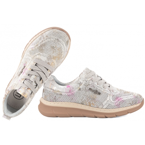 FILIPPO DP7573 PÓŁBUTY DAMSKIE SNEAKERSY SKÓRZANE W KWIATY