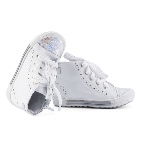 EMEL E2148D-5 SKÓRZANE TRZEWIKI DZIEWCZĘCE TRAMPKI LAKIERKI białe