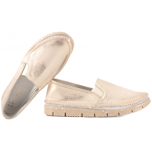 MACIEJKA 03512-25 SKÓRZANE PÓŁBUTY DAMSKIE ESPADRYLE MOKASYNY złote