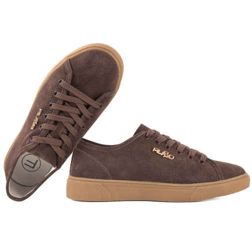 FILIPPO DP7666 PÓŁBUTY SKÓRZANE DAMSKIE SPORTOWE SNEAKERSY ZAMSZOWE brązowe