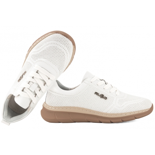 FILIPPO DP7573 SKÓRZANE PÓŁBUTY DAMSKIE SNEAKERSY AŻUROWE białe