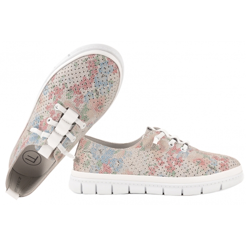 FILIPPO DP7671 AŻUROWE SKÓRZANE PÓŁBUTY DAMSKIE SPORTOWE ZAMSZOWE kwiaty