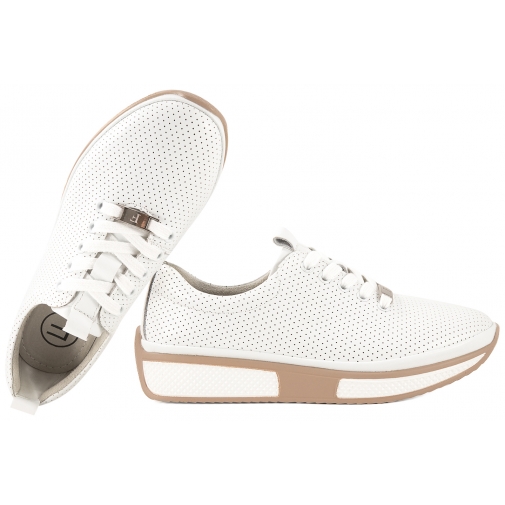 FILIPPO DP6740 AŻUROWE PÓŁBUTY DAMSKIE SNEAKERSY SKÓRZANE białe