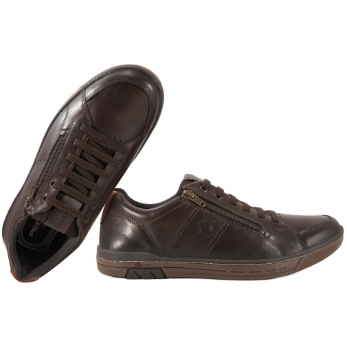 PEGADA 119313-03 PÓŁBUTY CASUAL SNEAKERSY SKÓRZANE MĘSKIE c.brąz