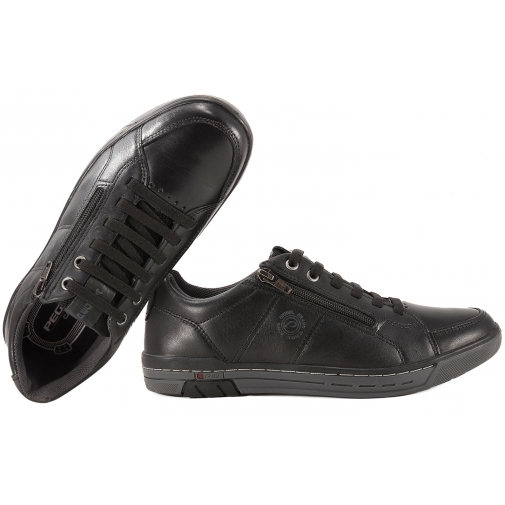 PEGADA 119313-04 PÓŁBUTY CASUAL SNEAKERSY SKÓRZANE MĘSKIE czarne