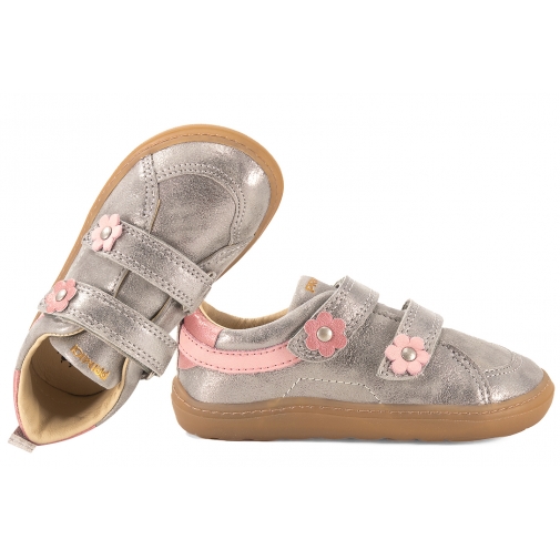PRIMIGI 1410122 BAREFOOT PÓŁBUTY DZIEWCZĘCE TRZEWIKI SKÓRZANE RZEPY srebrne