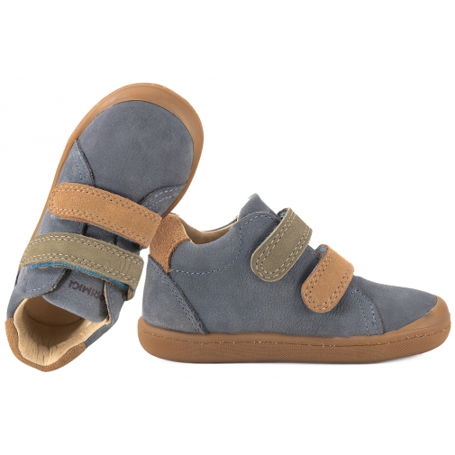 PRIMIGI 1400000 BAREFOOT PÓŁBUTY DZIECIĘCE TRZEWIKI SKÓRZANE NUBUK RZEPY jeans