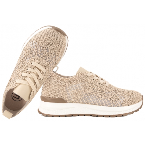 FILIPPO DP7615 PÓŁBUTY SPORTOWE KORONKOWE DAMSKIE SNEAKERSY AŻUROWE beż
