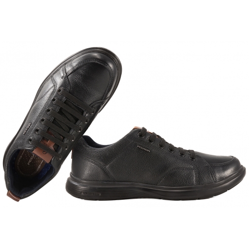 PEGADA 112201-05 PÓŁBUTY CASUAL SNEAKERSY SKÓRZANE MĘSKIE WSUWKI czarne