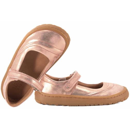 FRODDO G3140195-1 BAREFOOT BALERINKI SKÓRZANE PÓŁBUTY DZIEWCZĘCE różowe złoto