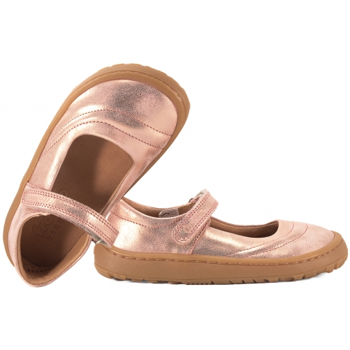 FRODDO G3140195-1 BAREFOOT BALERINKI SKÓRZANE PÓŁBUTY DZIEWCZĘCE różowe złoto