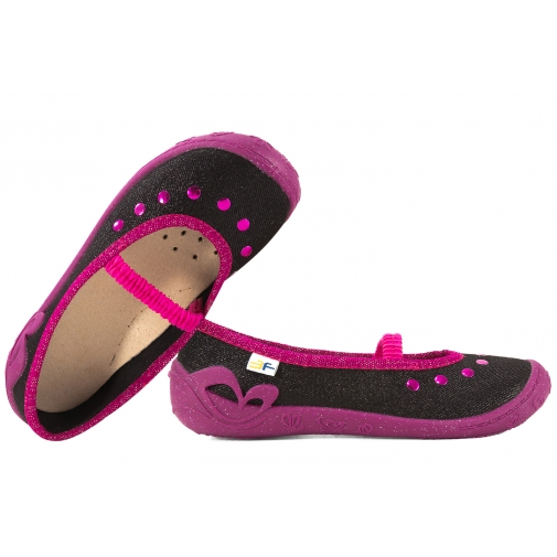 3F PRIMA3A1/12 BALERINKI TEKSTYLNE DZIEWCZĘCE DOMOWE KAPCIE skóra wkładka
