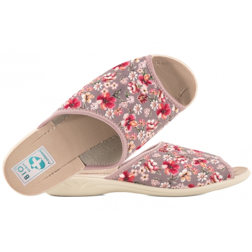 ADANEX 30174 TEKSTYLNE DOMOWE DAMSKIE KAPCIE PAPCIE KLAPKI BIO PU kwiaty