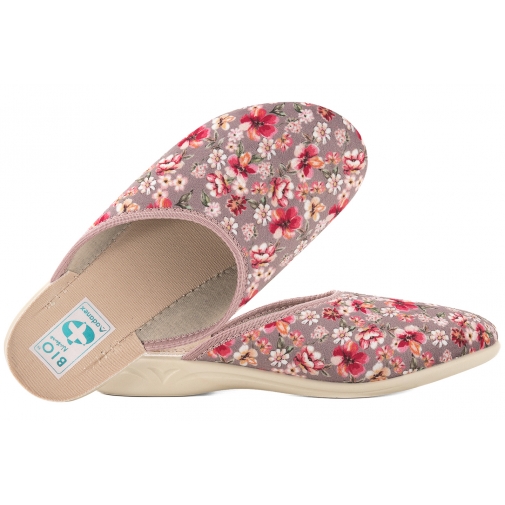 ADANEX 30175 TEKSTYLNE DOMOWE DAMSKIE KAPCIE PAPCIE KLAPKI BIO PU kwiatki