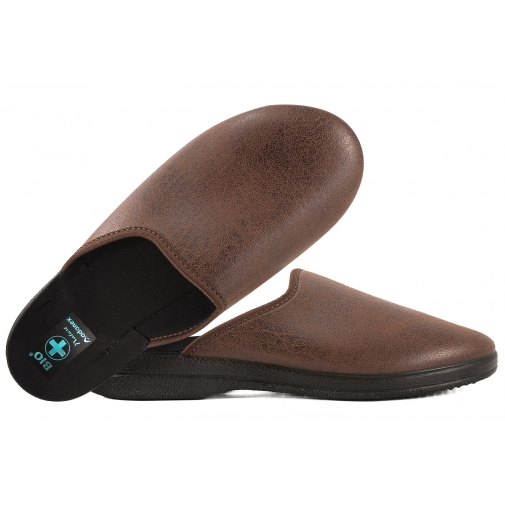 ADANEX 30208 KLAPKI MĘSKIE OBUWIE DOMOWE KAPCIE PAPCIE BIO PU brązowe