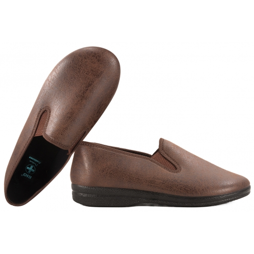 ADANEX 30209 TEKSTYLNE MĘSKIE PEŁNE KAPCIE BAMBOSZE TENISÓWKI BIO PU brązowe