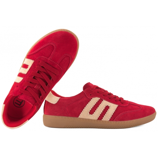 FILIPPO DP7549 SKÓRZANE PÓŁBUTY DAMSKIE SPORTOWE SNEAKERSY ZAMSZOWE czerwone