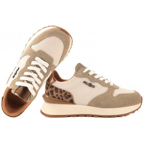 FILIPPO DP7721 PÓŁBUTY SPORTOWE DAMSKIE SNEAKERSY NA PLATFORMIE SKÓRZANE beż