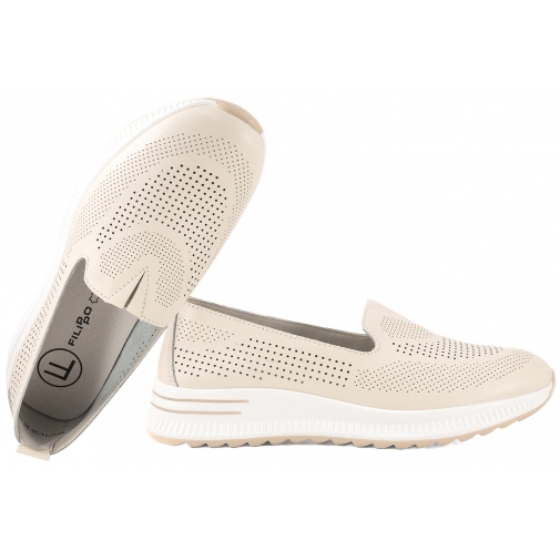 FILIPPO DP7611 AŻUROWE PÓŁBUTY SPORTOWE DAMSKIE MOKASYNY NA PLATFORMIE SKÓRA