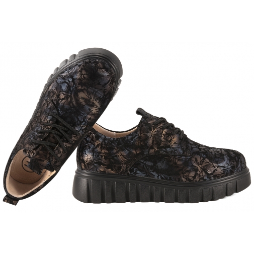 FILIPPO DP6846 PÓŁBUTY SKÓRZANE DAMSKIE ZAMSZOWE NA PLATFORMIE kwiaty