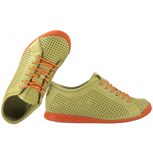 RAVINI 1615-1 AŻUROWE PÓŁBUTY SKÓRZANE DAMSKIE zielone