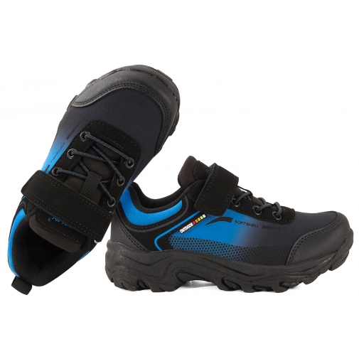 SUPERUN 7023 SOFTSHELL BUTY SPORTOWE TREKKINGOWE DZIECIĘCE czarny/niebieski