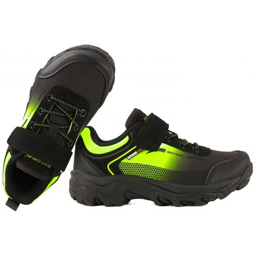 SUPERUN 7023 SOFTSHELL BUTY SPORTOWE TREKKINGOWE DZIECIĘCE czarny/seledynowy