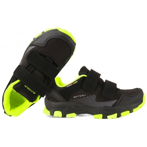 SUPERUN 7031 SOFTSHELL BUTY SPORTOWE TREKKINGOWE DZIECIĘCE czarny/seledynowy