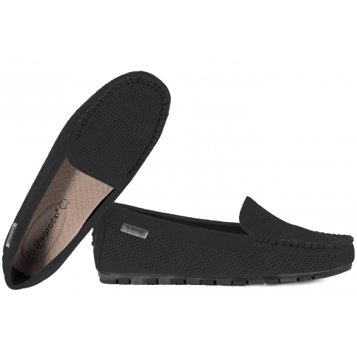 POTOCKI 26-09301 AŻUROWE MOKASYNY DAMSKIE PÓŁBUTY ZAMSZOWE czarne