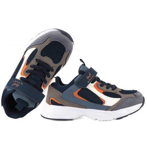 EMEL E4232M BUTY SPORTOWE CHŁOPIĘCE SNEAKERSY PÓŁBUTY PU RZEPY