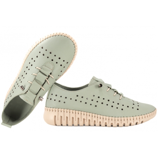 T.SOKOLSKI OG 4001 AŻUROWE PÓŁBUTY SKÓRZANE SNEAKERSY DAMSKIE PU pistacjowe