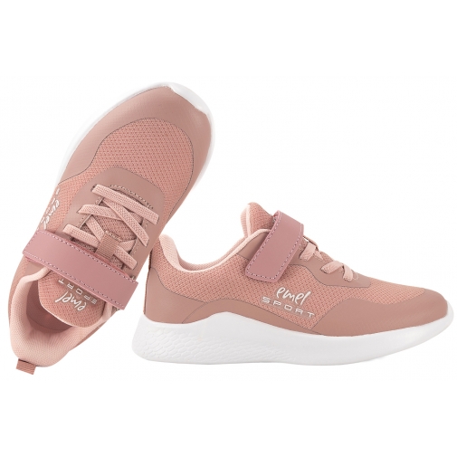 EMEL E4229M-1 BUTY SPORTOWE DZIEWCZĘCE SNEAKERSY PÓŁBUTY PU RZEP łososiowe