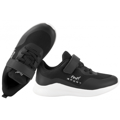 EMEL E4229 BUTY SPORTOWE DZIECIĘCE SNEAKERSY PÓŁBUTY PU RZEP czarne