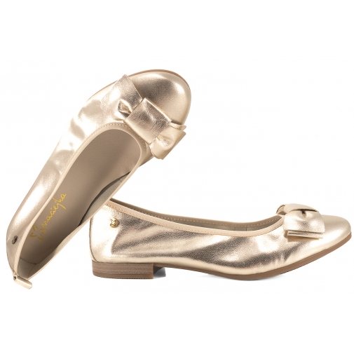 MACIEJKA P6802-25 BALERINKI DAMSKIE PÓŁBUTY BALERINY SKÓRZANE złote