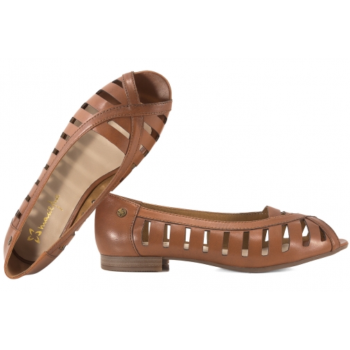 MACIEJKA P7540-29 BALERINKI AŻUROWE DAMSKIE PÓŁBUTY BALERINY SKÓRZANE rudy