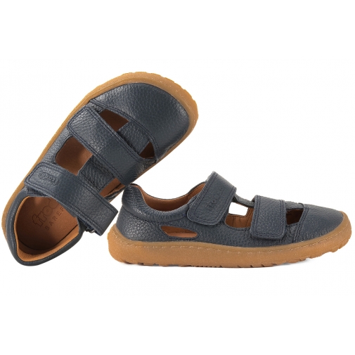 FRODDO G3150291 BAREFOOT SANDAŁY DZIECIĘCE PÓŁBUTY WYCIĘTE SKÓRZANE granatowe