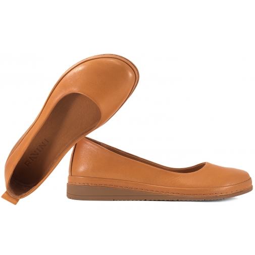 RAVINI 91182 BAREFOOT BALERINY SKÓRZANE DAMSKIE karmelowe