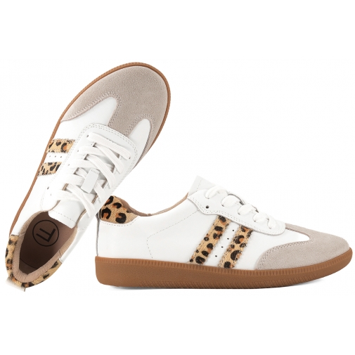 FILIPPO DP7508 SKÓRZANE PÓŁBUTY DAMSKIE SPORTOWE SNEAKERSY biały/panterka
