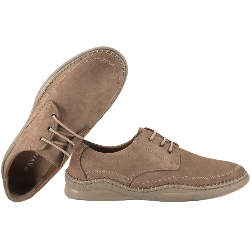 RAVINI 611 PÓŁBUTY SKÓRZANE MĘSKIE CASUAL NUBUK c.beż