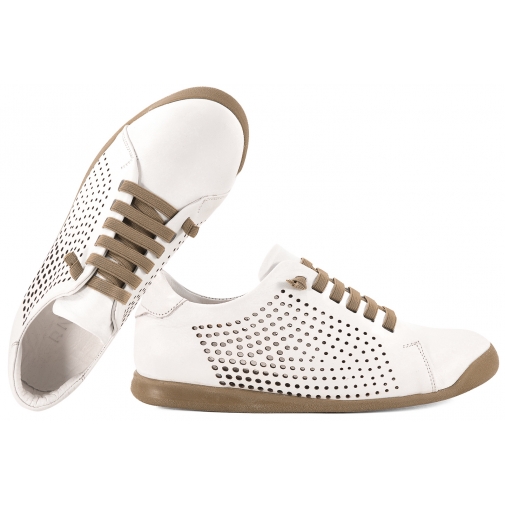 RAVINI 1602 AŻUROWE PÓŁBUTY SKÓRZANE DAMSKIE białe/beż