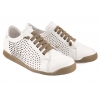 RAVINI 1602 AŻUROWE PÓŁBUTY SKÓRZANE DAMSKIE białe/beż