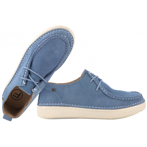 FILIPPO DP7604 PÓŁBUTY  SKÓRZANE MOKASYNY SZNUROWANE ZAMSZOWE niebieskie