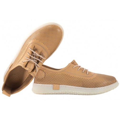 RAVINI 2020-1 AŻUROWE PÓŁBUTY SKÓRZANE DAMSKIE cappucino