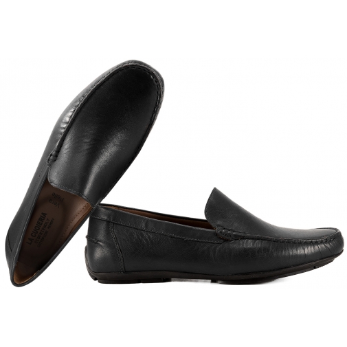 LA CUOIERIA BOL MF002 MOKASYNY SKÓRZANE MĘSKIE PÓŁBUTY CASUAL WSUWKI czarne