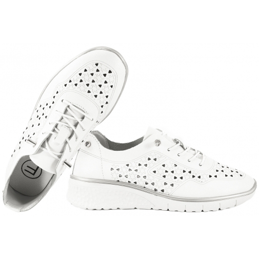 FILIPPO DP6714 AŻUROWE SKÓRZANE PÓŁBUTY DAMSKIE SNEAKERSY NA KOTURNIE białe