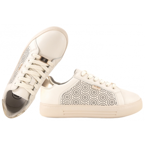 FILIPPO DP7592 AŻUROWE PÓŁBUTY DAMSKIE SNEAKERSY SKÓRZANE NA PLATFORMIE beżowe