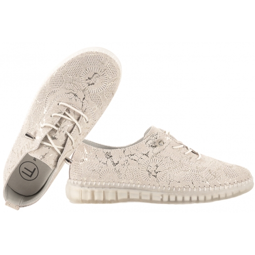 FILIPPO DP7810 AŻUROWE SKÓRZANE PÓŁBUTY DAMSKIE CASUAL ZAMSZOWE beż/złoty