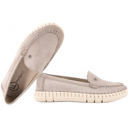 FILIPPO DP7527 MOKASYNY SKÓRZANE DAMSKIE PÓŁBUTY ZAMSZOWE beż